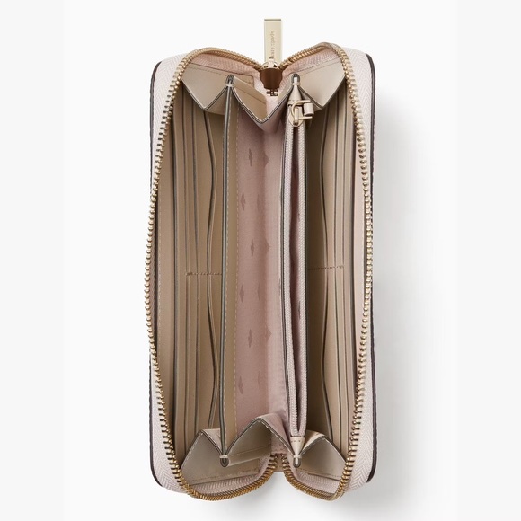 Kate Spade Leila  Colorblock Large Continental Wallet In Warm Beige - Picture 4 of 4